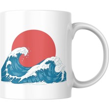 Taketshirt Japon Dalgaları Baskılı Kupa Bardak Hediyelik Çay Kahve Kupası Coffee Mug