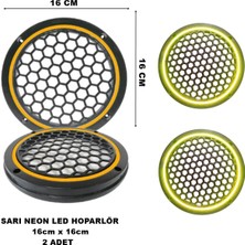 PremiumPort 16X16 cm Neon LED Işıklı Midrange Hoparlör Kapağı Çift Sarı Renk