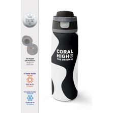 Coral High Siyah Beyaz Desenli Pipetli ve Direkt Içim Çelik Termos 800 ml 38547