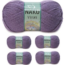 Ne Verelim Size 5 Adet Vizon Premium Akrilik El Örgü Ipi Yünü Renk NO:6684 Açık Mürdüm