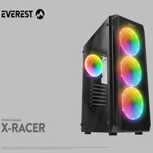 Gaman X-Racer Peak 600W Psu Camlı 4*12CM Rgb Fanlı Atx Mid-T Gaming Oyuncu Kasası Everest