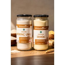 White Organic Bebek İrmiği+Organik Pirinç Unu Ek Gıda Seti +6 Ay Cam Kavanoz