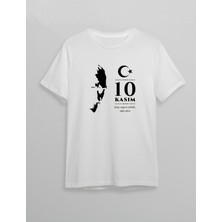 10 Kasım Atatürk Baskılı T-Shirt - Beyaz