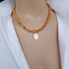 Sinem Şanlı Atelier Oduncu Jasper Sedef Damla Altın Kaplama Doğal Taş Kolye