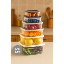Nesto Home 6'lı Kare Şeffaf Saklama Kabı Seti 3200-2100-1350-850-500-275 ml