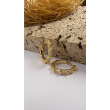 Daniel Angelson Boğumlu Taşlı Altın Kaplama Gümüş Halka Küpe