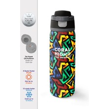 Coral High Siyah Grafiti Desenli Pipetli ve Direkt Içim Çelik Termos 800 ml 38522