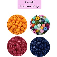 Ne Verelim Size Dökme Cam Kum Boncuk Büyük Boy (6/0) 4 mm - 4 Renk - Toplam 80 Gram - BNC413