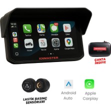 Knmaster Motoplay 1500-6.25 Tpms Sensörlü Kablosuz Carplay - Android Auto Destekli Motosiklet Multi Medya Ekranı