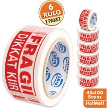 BantPazar 45X100 Dikkat Kırılır Koli Bandı | 6 Adet | Hotmelt Paketleme Uyarı İkaz Bandı