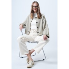 Trend Alaçatı Stili Kadın Su Yeşili Dikiş Detaylı Dokulu Örme Ceket ALC-X14656