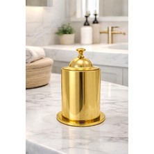 Hızır Pvd Altın Renk Pirinç Pamukluk, Ağır Pirinç, Dekoratif & Lüks Banyo Aksesuarı