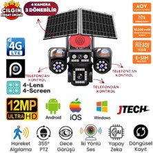Jtech AV-S446 3mp+3mp+3mp+3mp 12MP Aov E-Sim 4g Solar 4 Kameralı 3 Ptz Akıllı Kamera
