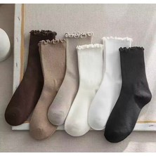 Çorap Kurdu 6 Renk Kadın Fırfırlı Tenis Çorap Set