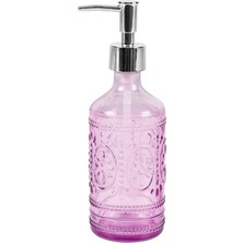 Bosphorus Cam Sıvı Sabunluk Pembe 7X7X21CM 350ML