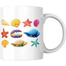 Taketshirt Denizkabuğu Baskılı Kupa Bardak Hediyelik Çay Kahve Kupası Coffee Mug