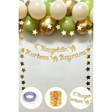 PremiumPort Kurban Bayramı Süsleme Seti, 17 Parça, LED Işıklı Yazı ve Balon Zinciri