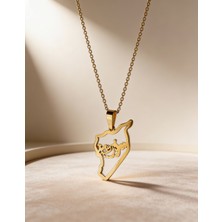Zaytoon Suriye Haritası Içinde Arapça Paslanmaz Altın Kaplamalı Zinciri Unisex Kolye J300028