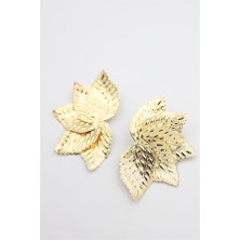 Royaleks Metal Yaprak Küpe - Altın