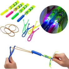 PremiumPort Işıklı Lastikli Uçan Sapan Seti, Eğlenceli ve Renkli Oyunlar (10 Adet)