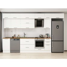 Alvinka 365X240 cm Klasik Mebran Mutfak Dolabı MB-E80S45S40-2 Beyaz - Suntalam