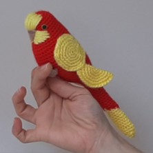 Amigurumi Örgü Oyuncak Muhabbet Kuşu Sarı Kırmızı Galatasaray