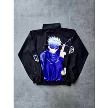 Fermuarlı Dijital Baskılı Rüzgarlık - Siyah