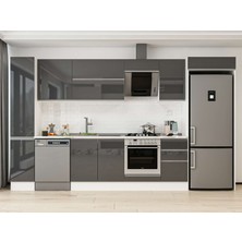 Alvinka 365X222 cm High Gloss Mutfak Dolabı MBB-E80B40S45-2 Antrasit - Suntalam