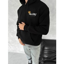 Kışlık Üç Iplik Kapüşonlu Sweatshirt - Siyah