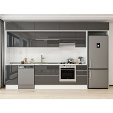 Alvinka 365X240 cm High Gloss Mutfak Dolabı MB-E80S45S40-1 Antrasit - Mdf