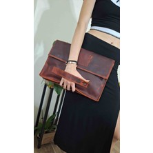 Tarçın Rengi Deri Laptop Çantası