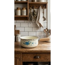 Savaşan Emaye Ahşap Saplı Sosluk, Sütlük - 18CM