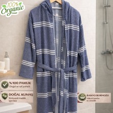 DNRYSL %100 Doğal Pamuk, Yumuşak Dokulu Unisex Kapüşonlu Peştemal Bornoz, Banyo ve Plaj Bornozu