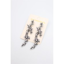 Royaleks Taşlı Mercan Küpe - Siyah