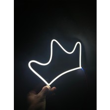 PremiumPort 3D LED Gece Lambası, Neon Tasarım, Dekoratif Kral Tacı, Işıklı Dekorasyon