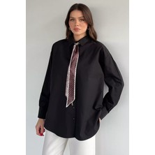 Gülseli Kadın Fularlı Oversize Gömlek P-00020350