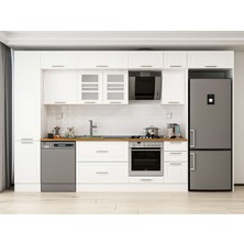 Alvinka 365X240 cm Klasik Mebran Mutfak Dolabı MBB-E80B45S40-3 Beyaz - Suntalam