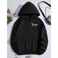 Kışlık Üç Iplik Kapüşonlu Sweatshirt - Siyah