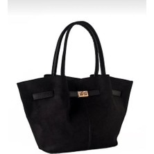 Melisa Çanta Eşarp Kadın Siyah Süet Nubuk Mıknatıslı Omuz ve Kol Çantası