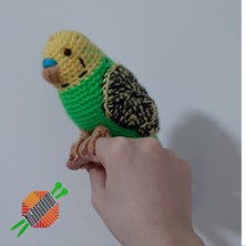 Amigurumi Örgü Oyuncak Kuş Muhabbet Kuşu Yeşil