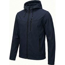 Genius Store Erkek Mont Içi Polarlı Softshell Mont Su ve Rüzgar Geçirmez Kapüşonlu Spor Mont