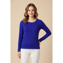 Evolaria Kadın Viskon Bisiklet Yaka Koyu Mavi Bluz