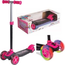 PremiumPort Pembe Twist LED Işıklı 3 Tekerlekli Yükseklik Ayarlı Scooter