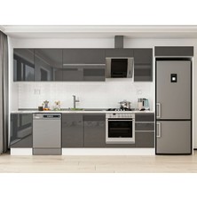 Alvinka 365X222 cm High Gloss Mutfak Dolabı MB-E80S45S40-2 Antrasit - Suntalam