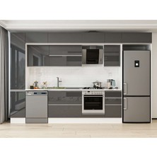 Alvinka 365X240 cm High Gloss Mutfak Dolabı MBB-E80B40S45-2 Antrasit - Suntalam