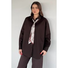 Gülseli Kadın Fularlı Oversize Gömlek P-00020350