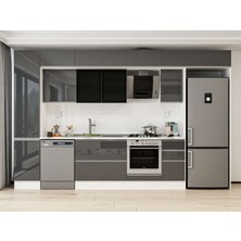 Alvinka 365X240 cm High Gloss Mutfak Dolabı MBB-E80B45S40-3 Antrasit - Suntalam