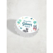 Dijidepo Kişiye Özel Isimli Zebra ve Koala Temalı Bebek Hediyeliği Magnet 8 cm