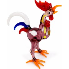 El Yapımı Murano Cam Özel Tasarım Horoz Figürü