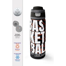 Coral High Siyah Basketbol Desenli Pipetli ve Direkt Içim Çelik Termos 800 ml 38528